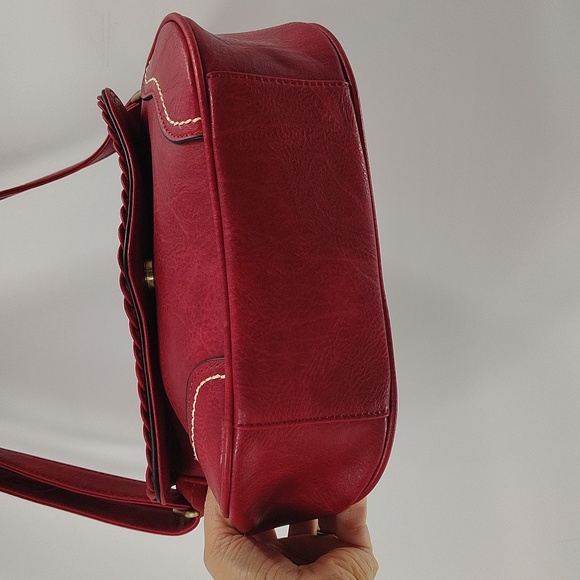 New Laser Cut Out And Braided Faux Leather Crossbody Shoulder Bag Flap Over - Picture 4 of 9